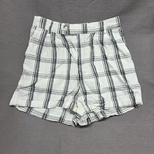 Weekend Los Angeles White Black Grid Plaid Linen Blend‎ Shorts Small